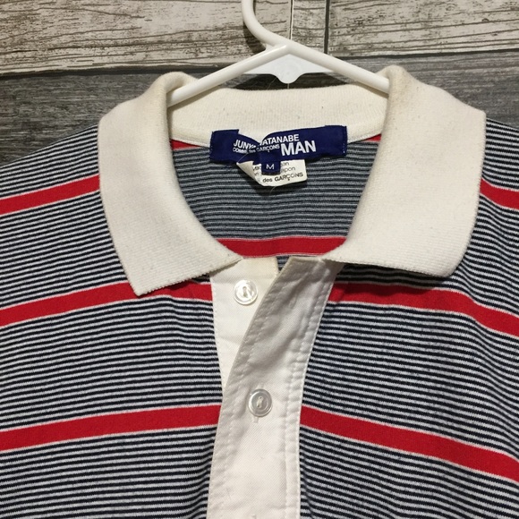 Junya Watanabe Man Comme Des Garcons Polo Shirt Stripe Men’s M Japan (Flaws) - Picture 5 of 16